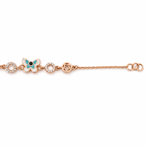 Pulsera de Cadena con Dije de Mariposa de Oro de 18 Quilates con Esmalte Turquesa y Circonita Cúbica, Joyería de Moda de Alto Brillo para Uso Diario de Niñas - Product Image 4