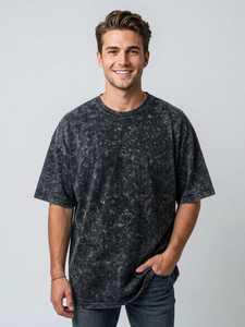 T-shirt décontracté pour homme à col rond et manches courtes en jersey 100% coton gris surdimensionné anti-boulochage 220g - Product Image 4