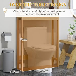 Mobile da bagno in bambù naturale sopra la toilette con porte a doghe e ripiano regolabile sopra il water - Product Image 5