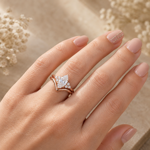 Anillo de Compromiso con Diamante en Forma de Marquesa, Oro Rosa Vermeil de 10K, Anillo de Boda, Moissanita Certificada GRA - Product Image 6