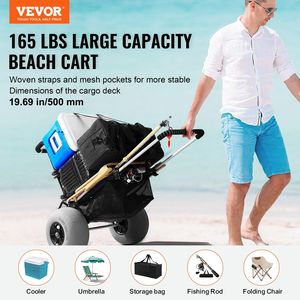 Carrello da Spiaggia Pieghevole 76 cm x 39 cm con Ruote Gonfiabili da 12 Pollici, Capacità 75 kg, Ruote Grandi per Campeggio - Product Image 2