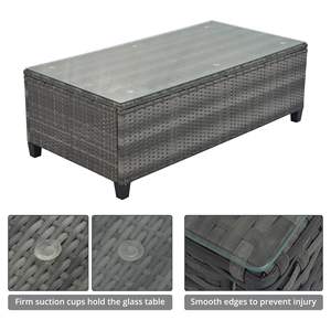 Set divano da giardino in vimini da esterno da 8 pezzi a mezza luna sezionale UV protetto in Rattan tavolino rettangolare mobile - Product Image 3