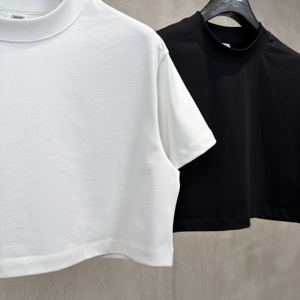 T-shirt court pour femme TITI, 100% coton, 305G, couleur unie, manches courtes, col rond, antibactérien, décontracté, tailles S-XL - Product Image 4