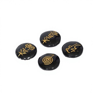 Piedra de Taurulina Negra Natural Tallada a Mano, Gema de Ágata, Reiki Feng Shui, 30-30mm, Ovalada, para Protección Energética y Conexión a Tierra, Duradera - Product Image 1
