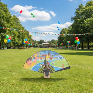 Premium Handmade Craft Double-Sided Bamboo Folding Fans with Classic & Cartoon Designs for Business Events & Sports Gifts