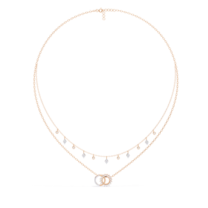 Collar de compromiso vintage de oro rosa con diamante cultivado en laboratorio certificado IGI, círculos entrelazados y detalles pavé, unisex, para uso diario. - Product Image 2
