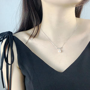 Collar de Perlas Edison de Agua Dulce de 9-12 mm, Collar de Plata S925 con Colgante de Sonrisa, Joyería de Moda - Product Image 4