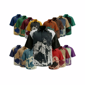 เสื้อเชิ้ตแขนสั้นพิมพ์ลายดีไซน์มงกุฎแบบกำหนดเอง ระบายอากาศได้ดี สำหรับผู้ชาย สไตล์วินเทจลำลอง เสื้อผ้า OEM ODM สำหรับงานปาร์ตี้ - Product Image 1