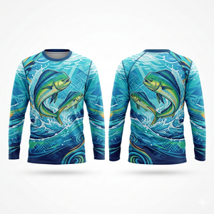 Maillot de pêche personnalisé unisexe en polyester respirant, anti-humidité, séchage rapide, protection UV, antibactérien, sublimé, manches longues - Product Image 5