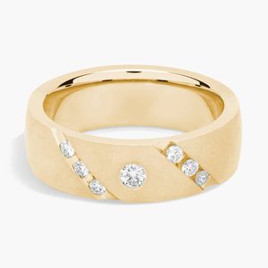 Anillo de Boda con Diamantes Diagonales en Oro Rosa - Product Image 1