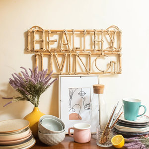 Arte decorativo de pared de ratán hecho a mano, con cita creativa, para decoración del hogar, estilo escandinavo, de Vietnam. - Product Image 5