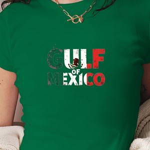 Camiseta de punto de manga corta con estampado de la bandera mexicana y el Golfo de México, diseño Y2K, corte ajustado, para mujer - Product Image 3
