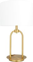 Lampe de bureau moderne en métal, luminaire contemporain pour chambre à coucher avec abat-jour rouge et finition dorée pour la décoration intérieure