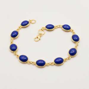Pulsera Vintage de Lujo con Lapislázuli, Plata de Ley 925, Chapado en Oro de 14K, Cadena Delicada con Piedra Azul, Joyería de Piedra de Nacimiento, Regalo para - Product Image 1
