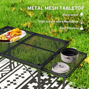 Tavolo da Campeggio Pieghevole Regolabile 4,5 Piedi con 2 Pannelli Laterali, Tavolo da Picnic Portatile in Metallo con Altezza Regolabile - Product Image 5