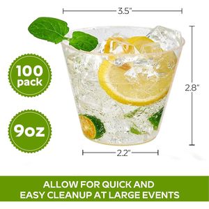 Set Premium di 100 Bicchieri Monouso in Plastica Dorata da 9 oz, Bicchieri Resistenti per Cocktail e Cibo, Design Elegante di Grado Alimentare - Product Image 3