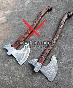 Hache de combat artisanale, hache en acier forgé à la main avec manche en bois de frêne noir, cadeau unique pour les hommes - Product Image 2