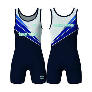<b>Gold</b> Wrestling Singlet <b>Bodysuit</b> Custom Team Uniform Front Logo 100% Polyester Lightweight Breathable Durable Quick Dry Fitted - Product Image 1