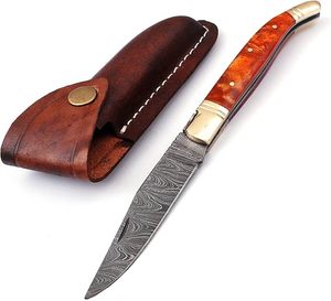 Couteau de poche pliant Laguiole de qualité supérieure, vente en gros directe d'usine, fournisseur artisanal OEM ODM, acier Damas droit - Product Image 6