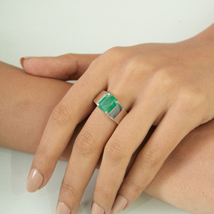 8x10 mm Natural <b>Emerald</b> Gemstone Vintage Style 925 Sterling <b>Silver</b> Unisex Signet <b>Ring</b> Handmade Jewelry - Product Image 2