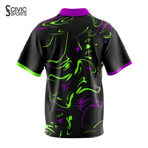 <b>Wholesale</b> Custom Sublimation Breathable Vintage <b>Bowling</b> <b>Shirt</b> With 1/4 Zipper Polyester Printed Logo Sports <b>Bowling</b> Jersey - Product Image 6