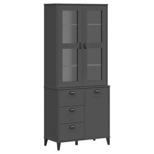 Armoire haute anthracite avec portes et tiroirs en verre pour le rangement de la cuisine à domicile - Product Image 2