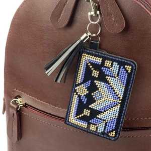Kit de broderie de perles sur simili cuir « Portefeuille bleu » pour porte-clés ou pendentif de sac, kit de broderie de perles talisman - Product Image 2