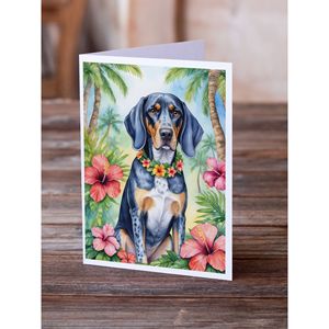 Bluetick Coonhound Luau cartes de vœux paquet de 8 capricieux A7 taille 5x7 cartes vierges avec enveloppes - Product Image 2