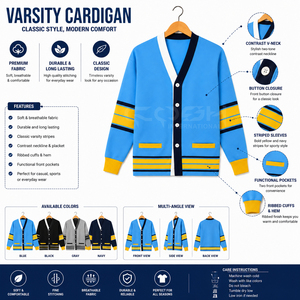 Cosh International Custom Logo Seamless Breathable Winter Women Classical Cardigan Embroidery Long Sleeve Contrast Color Stripe - Product Image 6