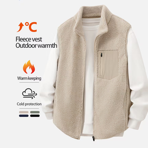 Men's Casual Sherpa Fleece Vest Turn-Down Collar Full Zipper One Pocket <b>Lightweight</b> Sleeveless Outerwear Windproof Hiking <b>Gilets</b> - Product Image 4