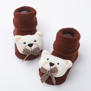 Chaussettes Bébé en Peluche 3D Motif Visage d'Ours Mignon, en Coton Biologique Tricoté, Antidérapantes, Design Dessin Animé pour 0,5-3 Ans, Idéales pour le Printemps - Product Image 2