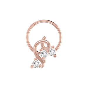 เครื่องประดับจิวเวลรี่เจาะจมูกดีไซน์ดอกไม้ทอง 14K สำหรับผู้หญิงจาก AJRETAIL ประดับเพชรธรรมชาติ 0.06 กะรัต - Product Image 2