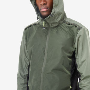 Veste coupe-vent à capuche pour homme, légère, sportive, d'extérieur, verte, en polyester, fermeture éclair, coupe classique - Product Image 4