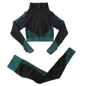 Ensemble de yoga sans couture pour femmes, haut de sport et leggings très extensibles, tenue de sport deux pièces pour la gym et l'entraînement - Product Image 5