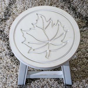 Antique White Carved Wooden <b>Step</b> <b>Stool</b> with Maple Leaf Other Kids' Furniture - Product Image 2