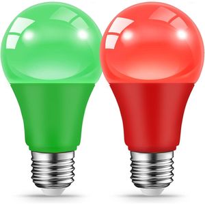 Paquete de 2 bombillas de luz roja y verde con base E26 de 9 W (equivalente a 60 W), iluminación para fiestas, bodas, porche, decoración del hogar, 2 unidades - Product Image 1