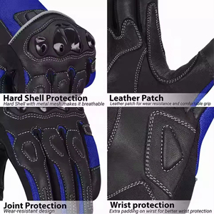 Guantes de Motocicleta Vintage de Cuero Genuino, Protección Completa para los Dedos, con Revestimiento de Goma, Pantalla Táctil - Product Image 6