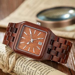 Reloj de Cuarzo Cuadrado para Hombre de la Marca Citizen, Correa de Madera de 20 mm de Ancho, Cronógrafo, Elegante, Moderno, Regalo Perfecto, Estilo Antiguo - Product Image 5
