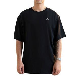 Black Men Oversized Short <b>Sleeve</b> Crew Neck <b>T</b> <b>Shirt</b> Cotton Jersey Fabric Relaxed Casual Top Streetwear Apparel Supply - Product Image 1