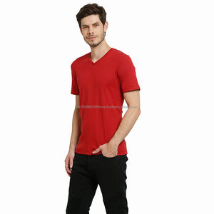 Camiseta Deportiva de Verano para Hombre, de Algodón, Color Sólido, Cuello en V, Manga Corta, Transpirable, Suave, 100% Poliéster y Algodón, Impresión Digital - Product Image 3