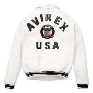 Blouson en cuir AVIREX pour homme 2025 – Nouvelle collection, blouson bomber en cuir véritable coupe-vent style urbain pour l'hiver - Product Image 4