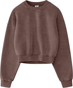 Customize Winter Vintage Oversized Acid Wash O-Neck Fleece Pullover Sweatshirt Badge 100% Cotton Printed 200g Short Fit - Product Image 2