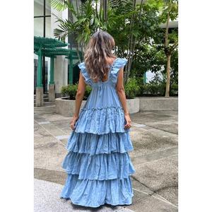 Vestido Boho con Volantes, Vestido de Novia Boho, Vestido Maxi con Capas Estilo Boho, Vestido con Capas Estilo Gitano, Vestido de Novia con Escote en V Profundo, Ropa de Resort, Vestido de Vacaciones - Product Image 4