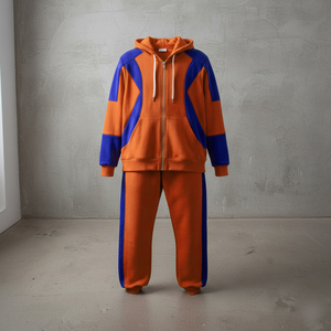 Custom 2026 High Quality 100% Cotton Men's <b>Tracksuit</b> Oversized Winter casual wear 2 tone Custom embroidered Logo man 2 piece set - Product Image 3