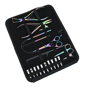 Complete Hair Extension Kit Flat & <b>Crimping</b> Plier Microbeads Remover Hair Pull Loop <b>Tool</b> Curved <b>Wire</b> Loop Comb Raxine Case - Product Image 1