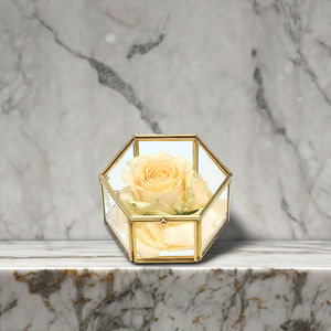 Boîte à bijoux en métal haut de gamme, en laiton et verre, motif rectangulaire carré, boîte à bibelots, organisateur de bijoux, décorative, personnalisable - Product Image 1