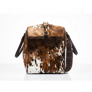 Sac de voyage en cuir de vachette véritable, style vintage, avec fermeture éclair, grande capacité, LHDB-0033 - Product Image 4