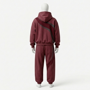Survêtement unisexe marron à capuche avec cordon de serrage, couleur unie, poches latérales, décontracté, pour l'été, 100 % coton, coupe ample, respirant - Product Image 2