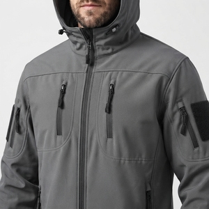 Veste softshell imperméable à capuche pour homme, doublée polaire, coupe-vent, légère, pour l'hiver, randonnée et chasse - Product Image 6