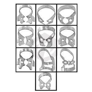 Juego de Pinzas de Goma para Restauraciones Dentales, 10 Pinzas de Acero Inoxidable Manuales con Certificación MOL para Molares Superiores e Inferiores, para Endodoncia - Product Image 4